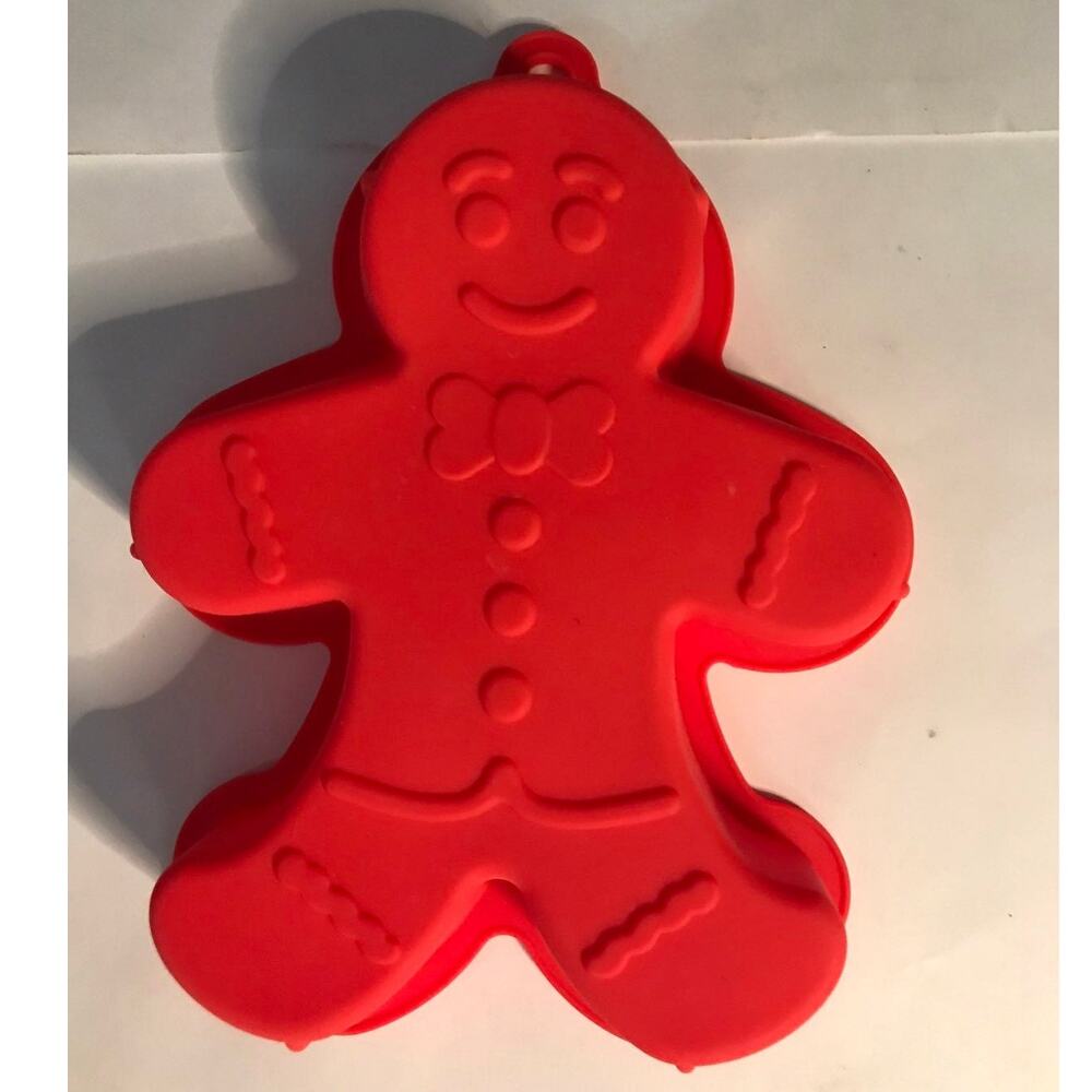 Red Gingerbread Man Silicone Baking Pan Holiday Xmas Christmas Winter Seasonal